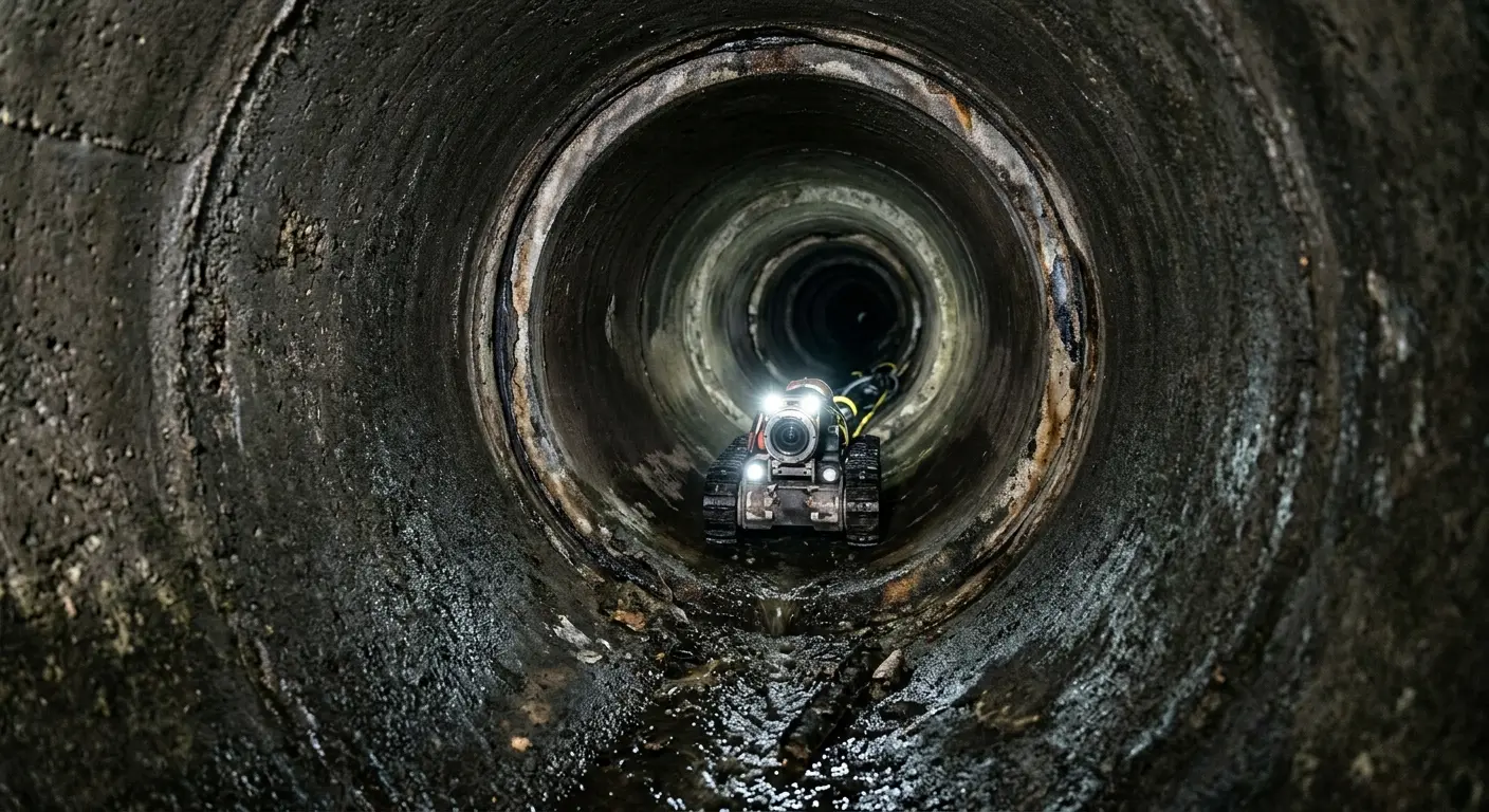 Robotic sewer camera inspecting pipe interior for Drain Snake Service in Trumann